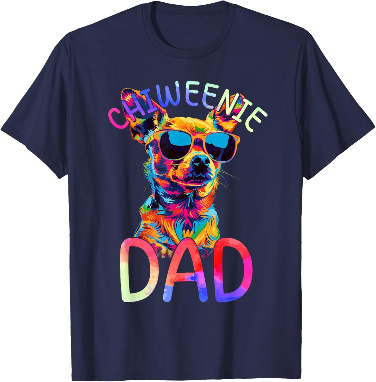 Chiweenie Dad Colorful Pop Art Chiweenie Dog Lovers Women Kids T-Shirt - T-Shirt | Navy