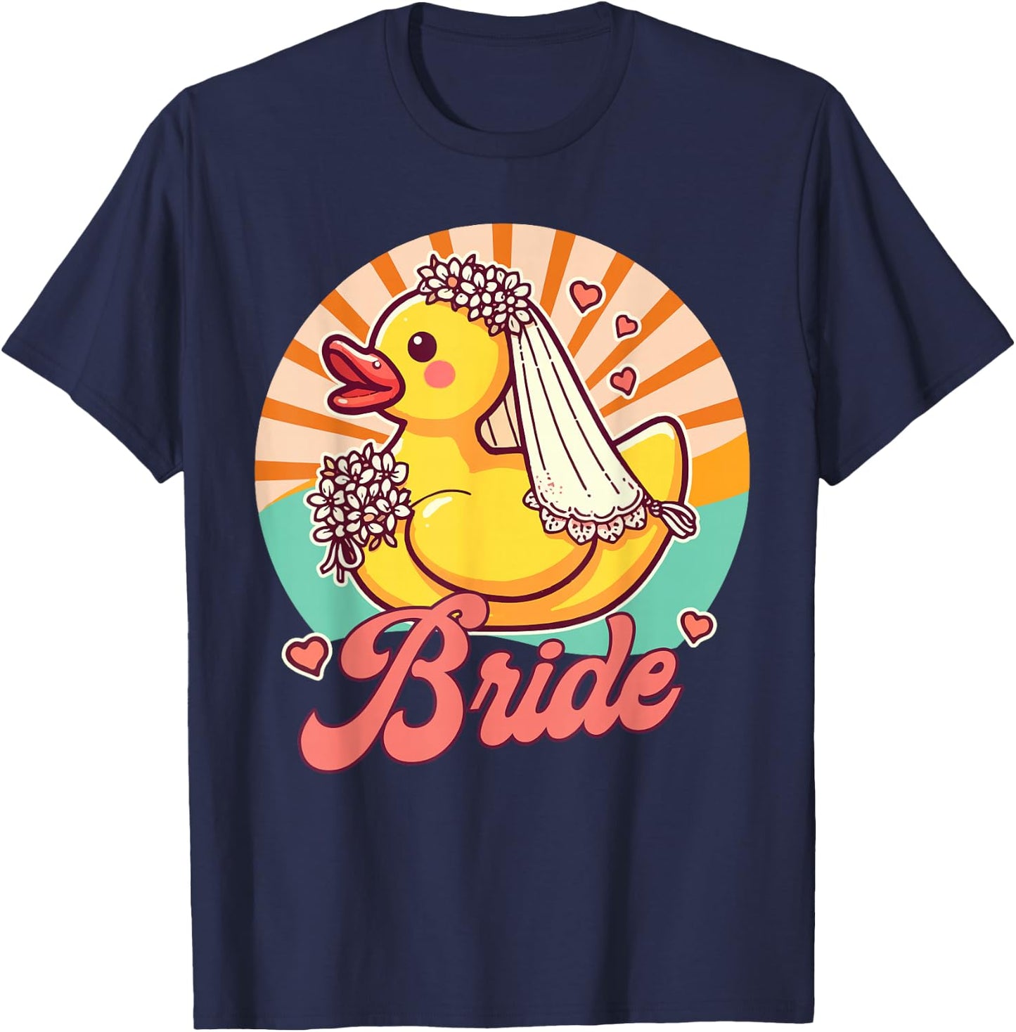 Bride To Be Bridal Wedding Bachelorette Rubber Duck Bride T-Shirt - T-Shirt | Navy