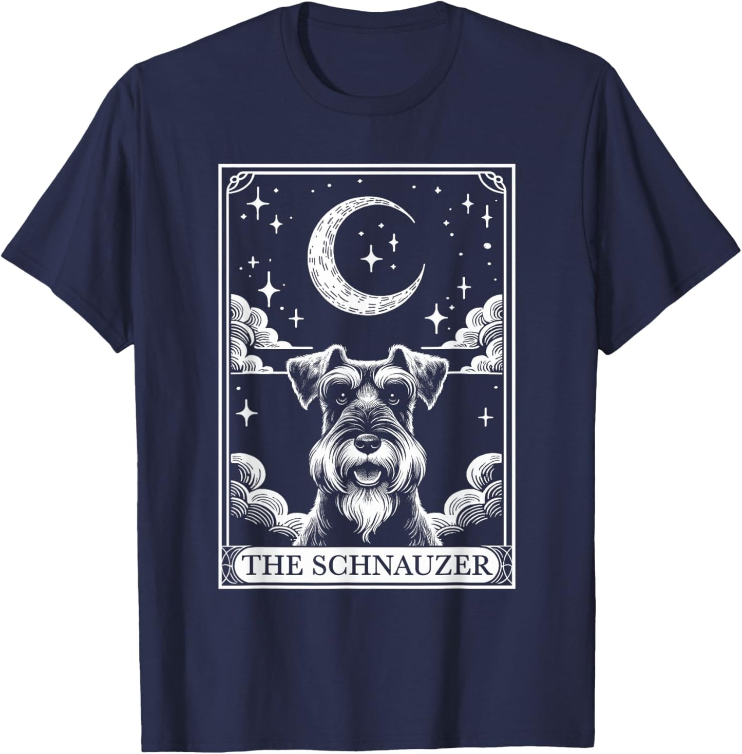 Tarot Card Vintage Crescent Moon Miniature Schnauzer Dog Mom T-Shirt - T-Shirt | Navy