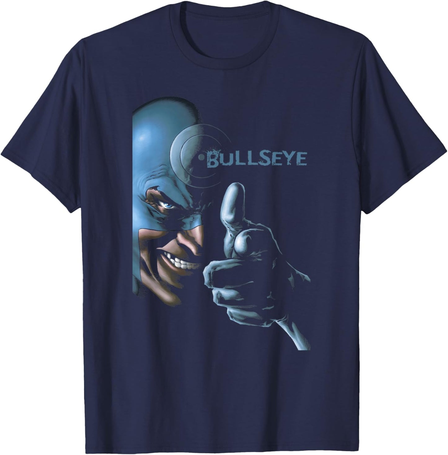 Marvel Comics Vintage Bullseye Big Face Poster T-Shirt - T-Shirt | Navy