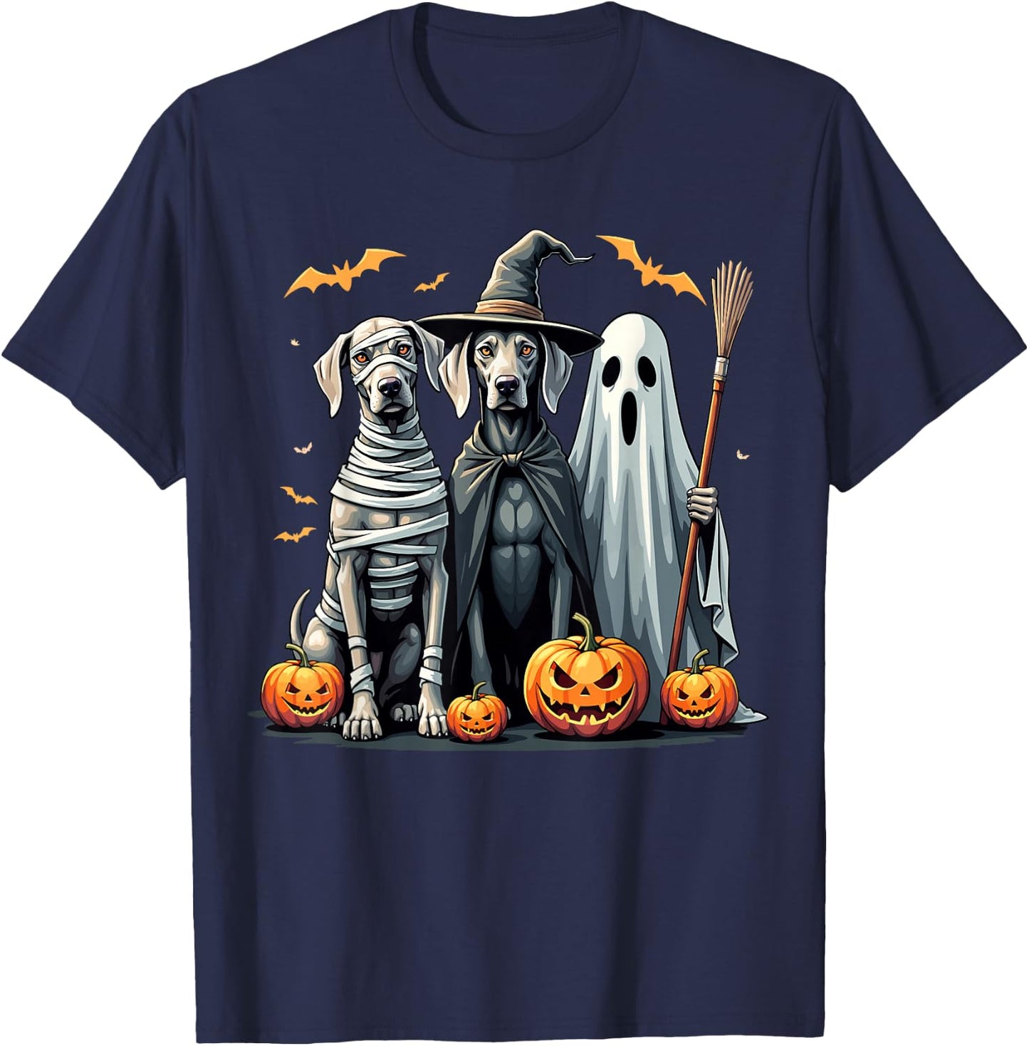 Weimaraner Halloween Costume Mummy Witch Ghost T-Shirt - T-Shirt | Navy