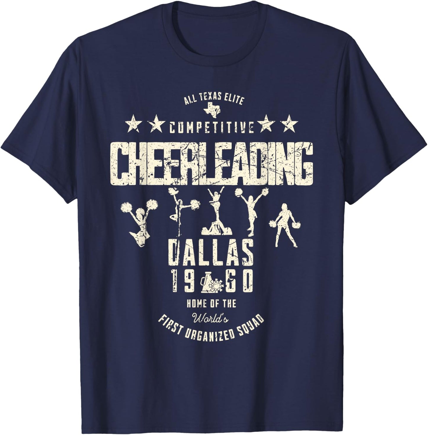 All Texas Elite Competitive Cheerleading Dallas 1960 Vintage T-Shirt - T-Shirt | Navy
