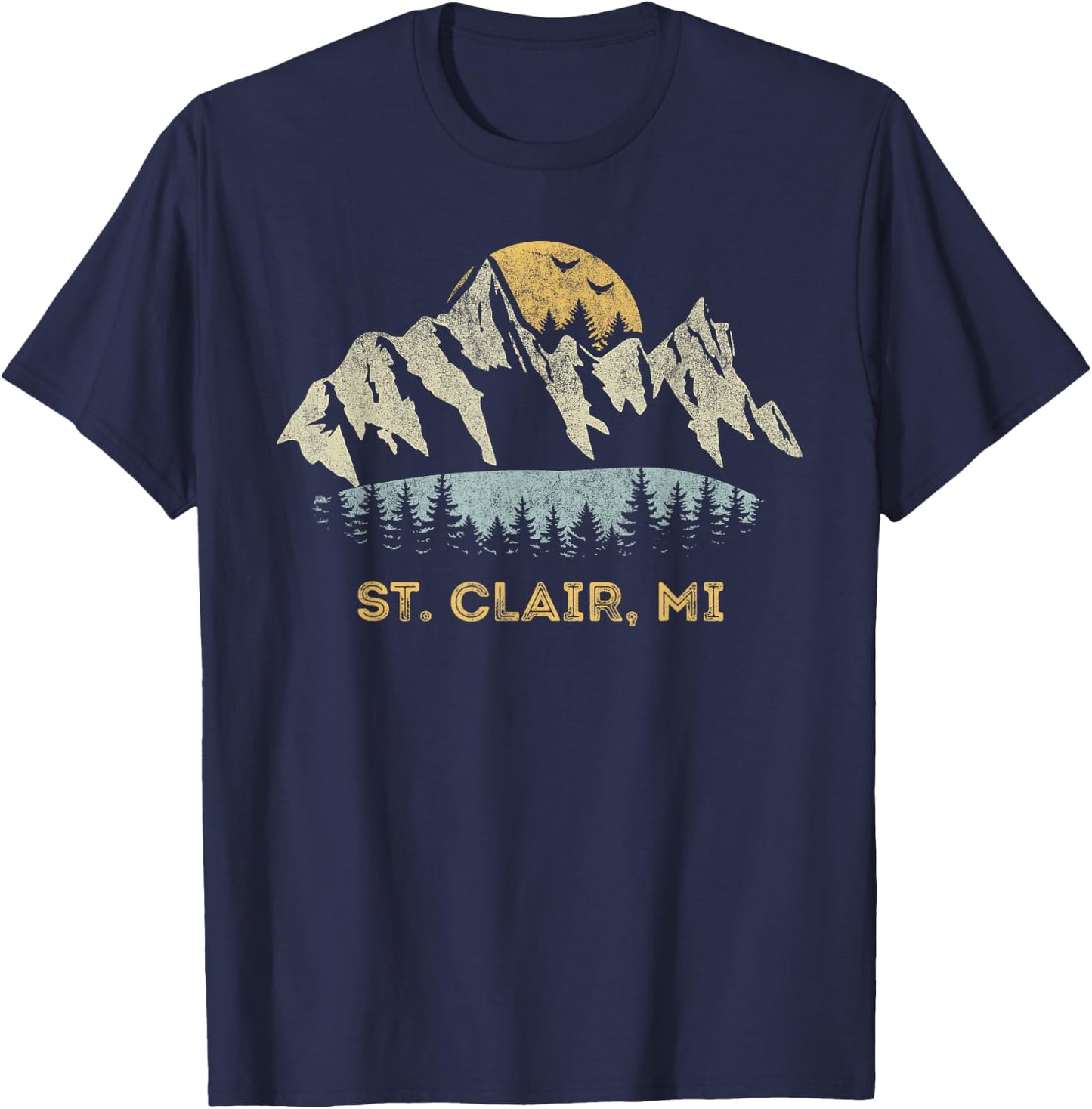 St. Clair Michigan Mountain Sunset Sunrise MI T-Shirt - T-Shirt | Navy