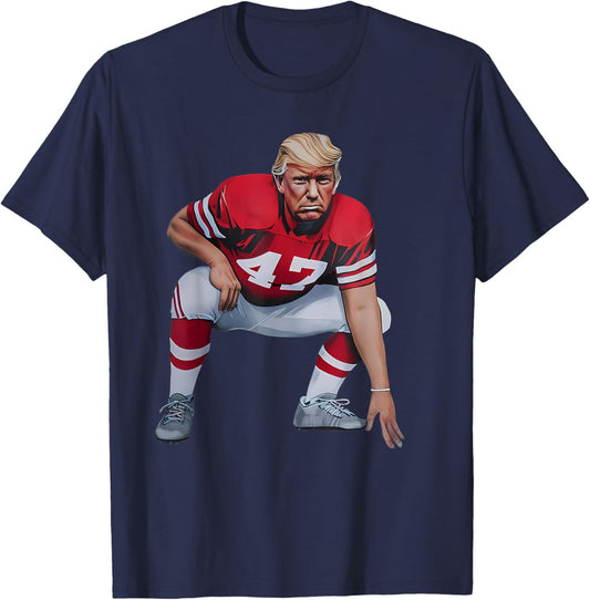 Donald Trump American Football President 2025 Election T-Shirt - T-Shirt | Navy