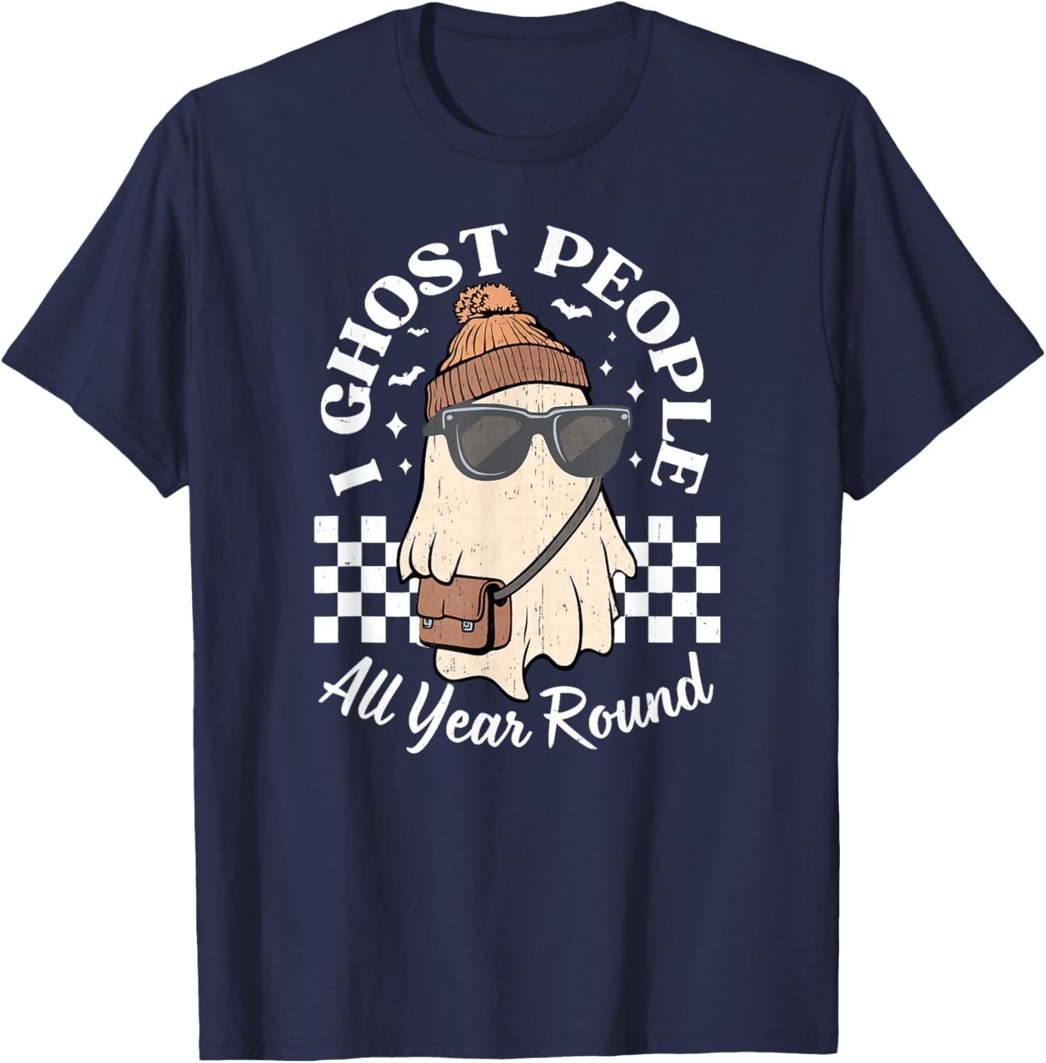 I Ghost People All Year Round Funny Ghost T-Shirt - T-Shirt | Navy