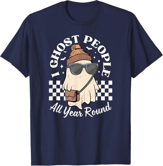 I Ghost People All Year Round Funny Ghost T-Shirt - T-Shirt | Navy