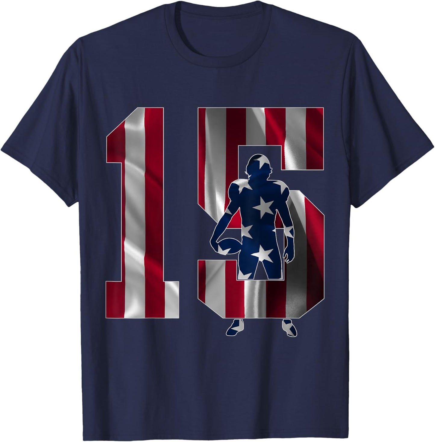 Number 15 Years Football 15th Birthday T-Shirt - T-Shirt | Navy