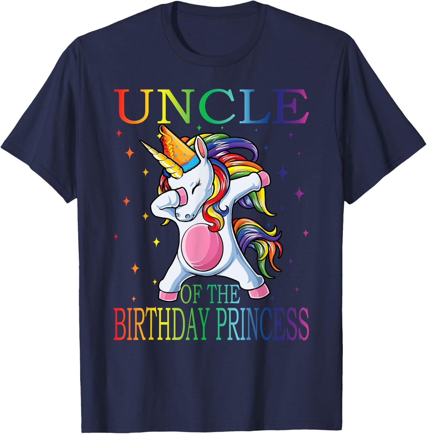 Uncle Of The Birthday Princess Unicorn T-Shirt - T-Shirt | Navy