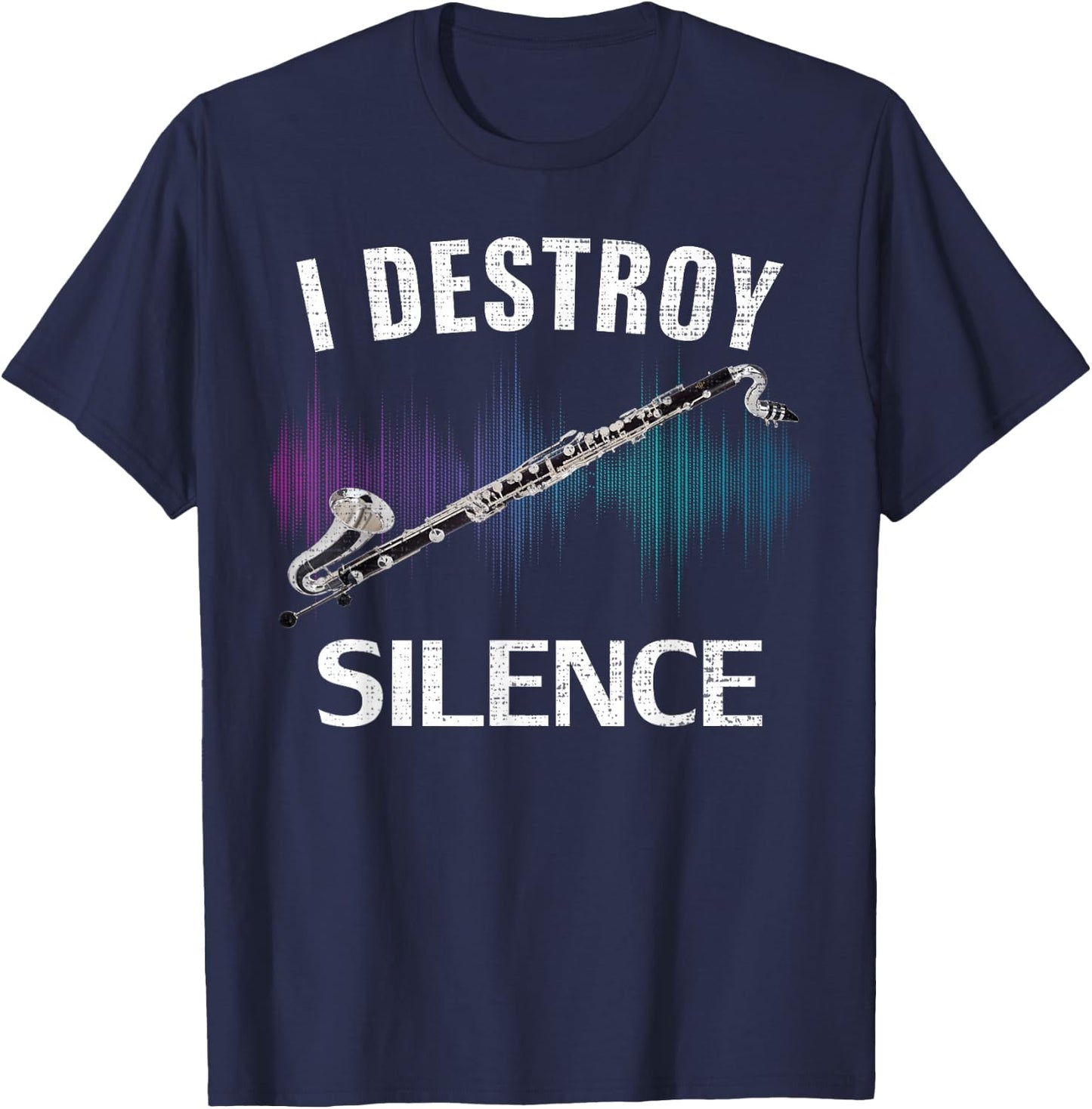 Vintage I Destroy Silence Bass Clarinet Funny Orchestra Gift T-Shirt - T-Shirt | Navy