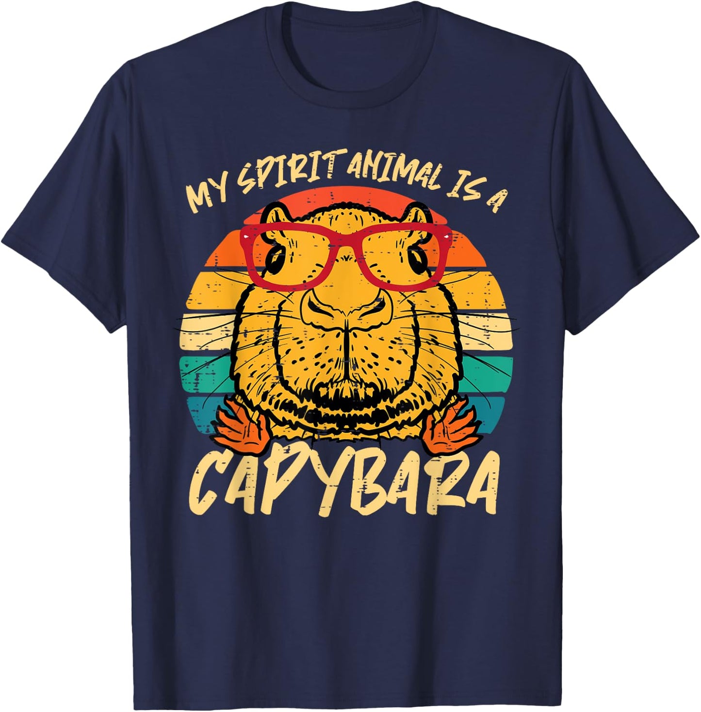 My Spirit Animal Is Capybara Retro Capy Women Girls Kids Men T-Shirt - T-Shirt | Navy