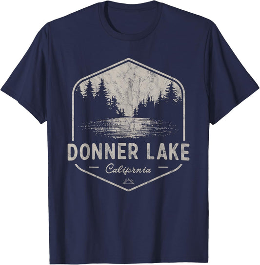 Donner Lake California Outdoors Vintage T-Shirt - T-Shirt | Navy