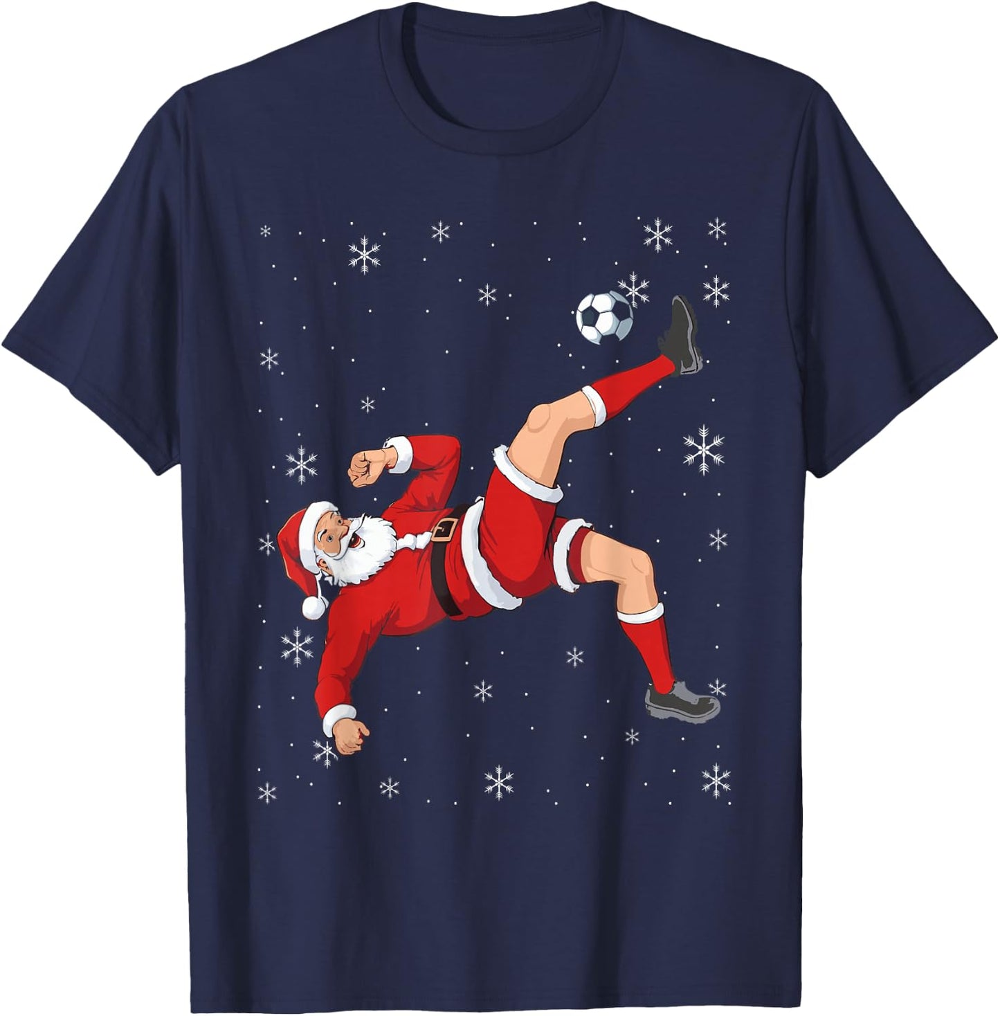 Soccer Christmas Santa Bicycle Kick Xmas Boys Men Ball Sport T-Shirt - T-Shirt | Navy
