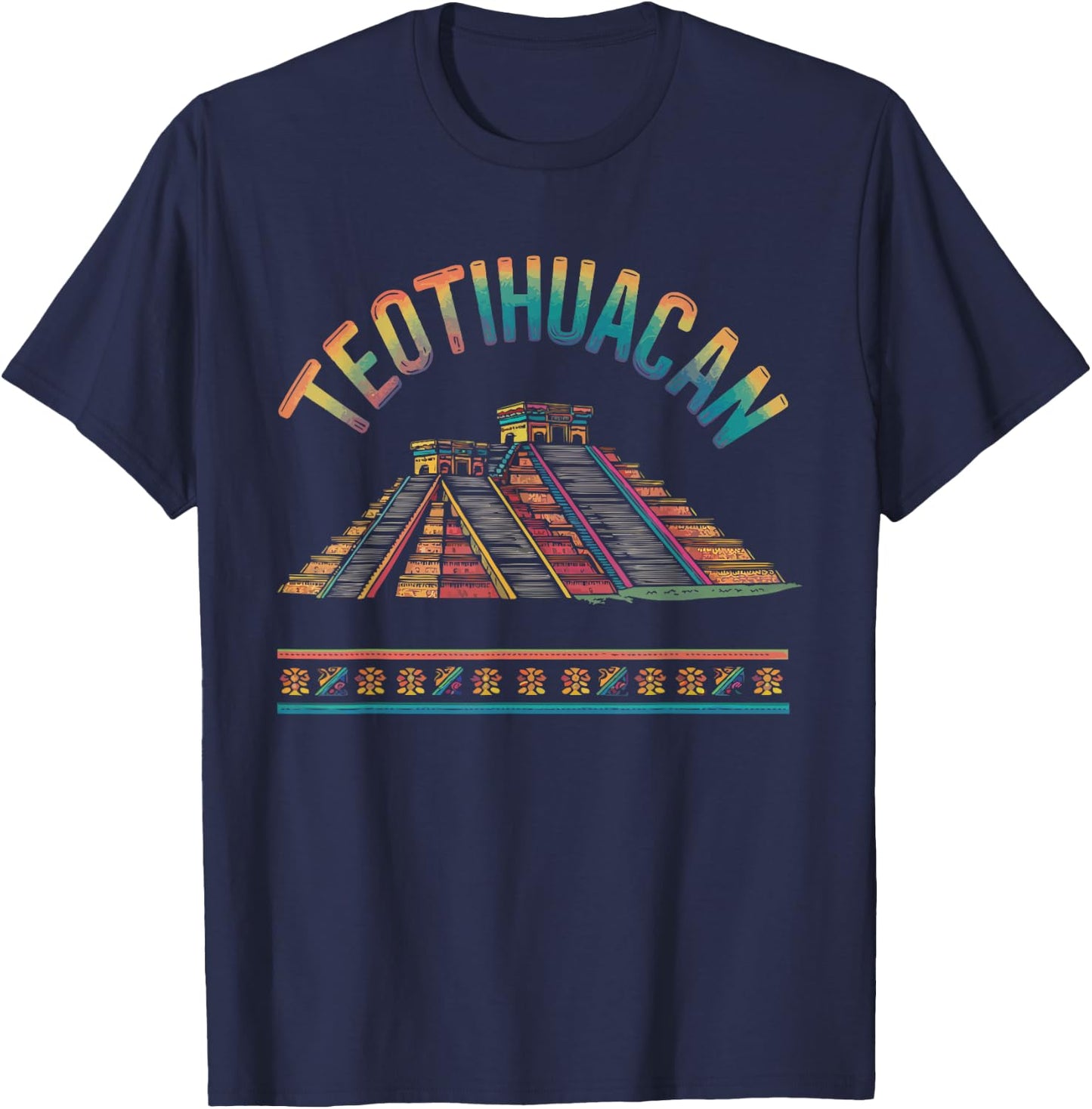 Teotihuacan Ancient Mesoamerican Pyramid Mexico T-Shirt - T-Shirt | Navy