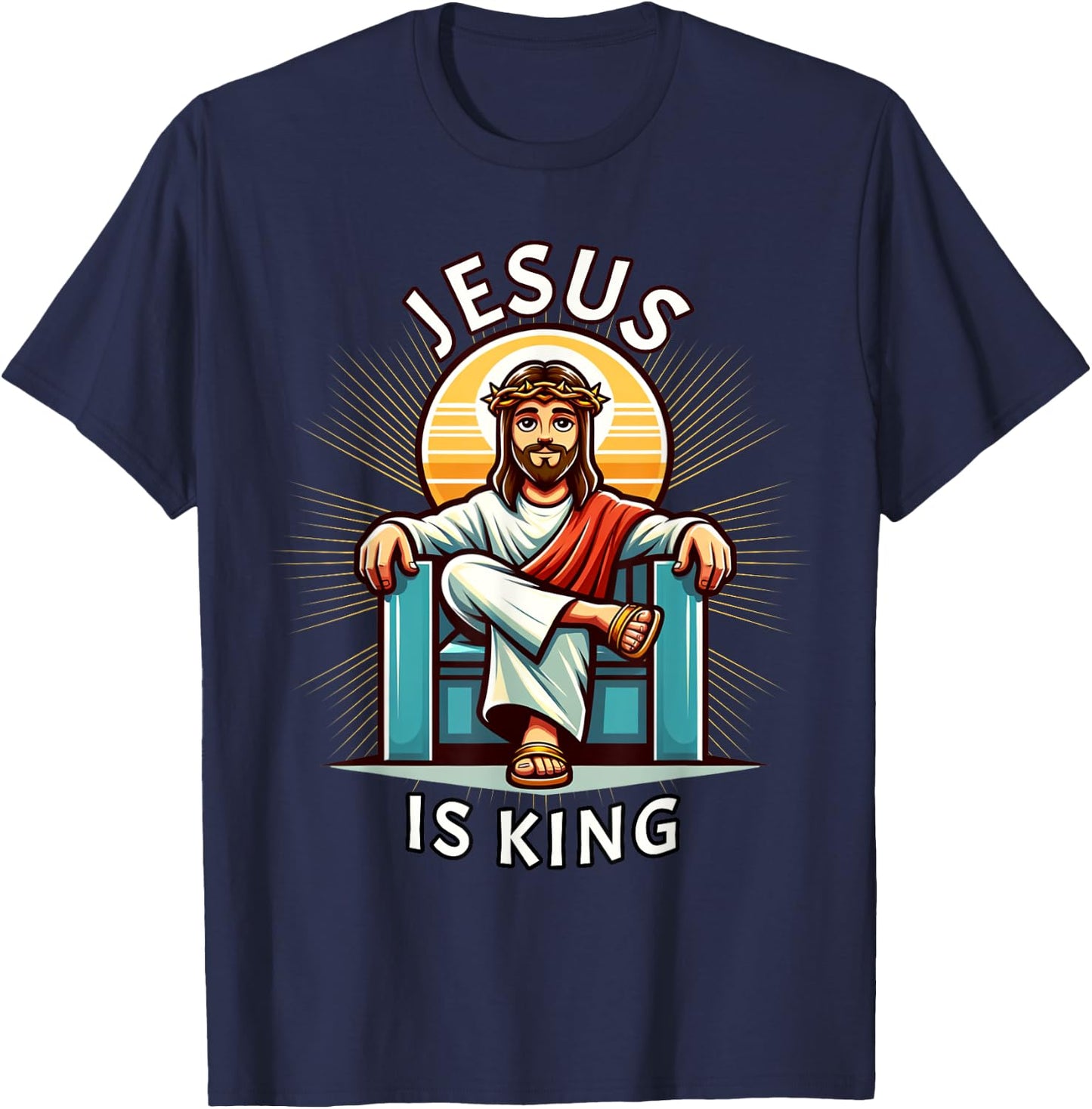 Jesus is King of Christian Faith T-Shirt - T-Shirt | Navy