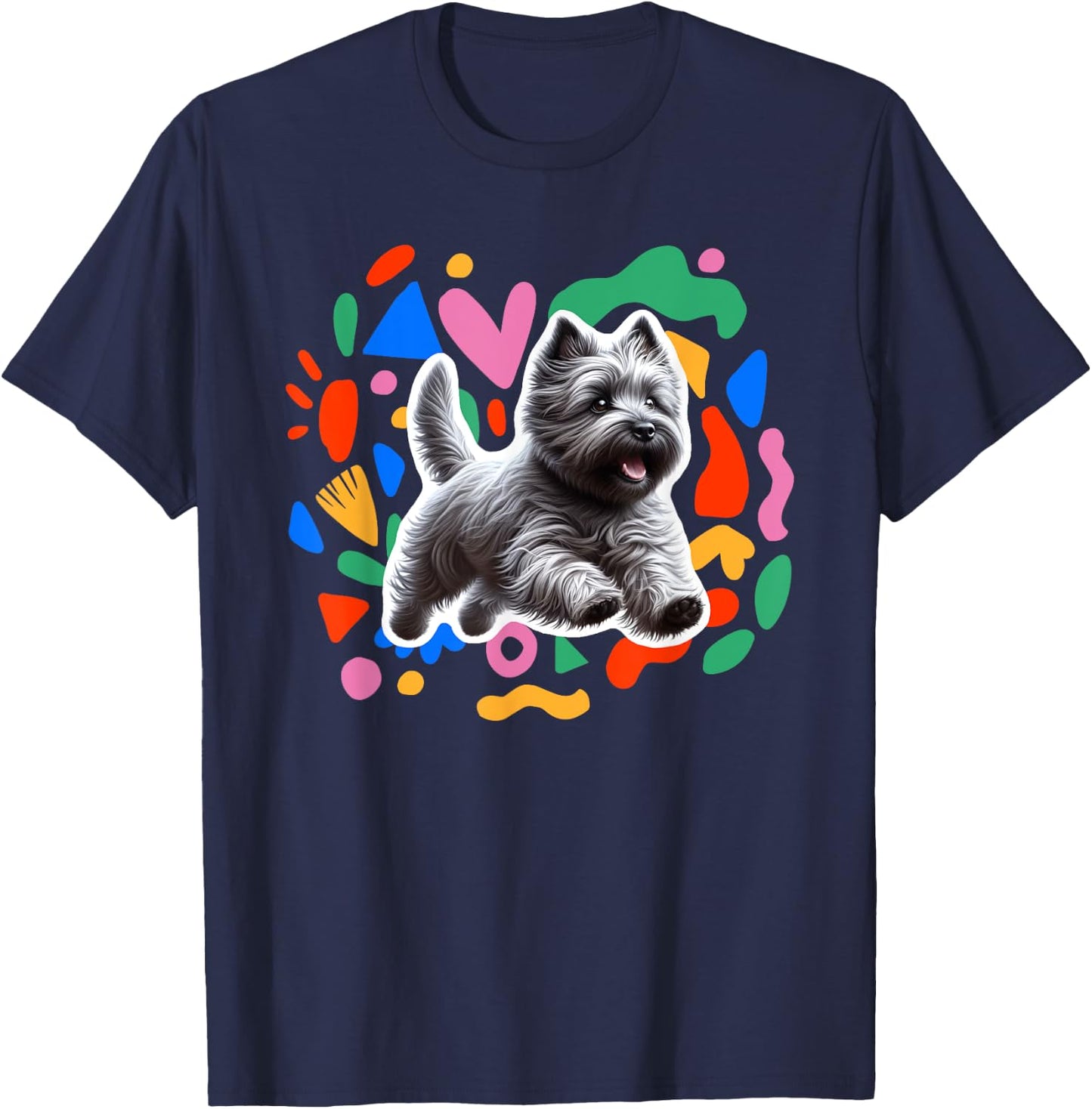 Cairn Terrier Colorful Design Dog T-Shirt - T-Shirt | Navy
