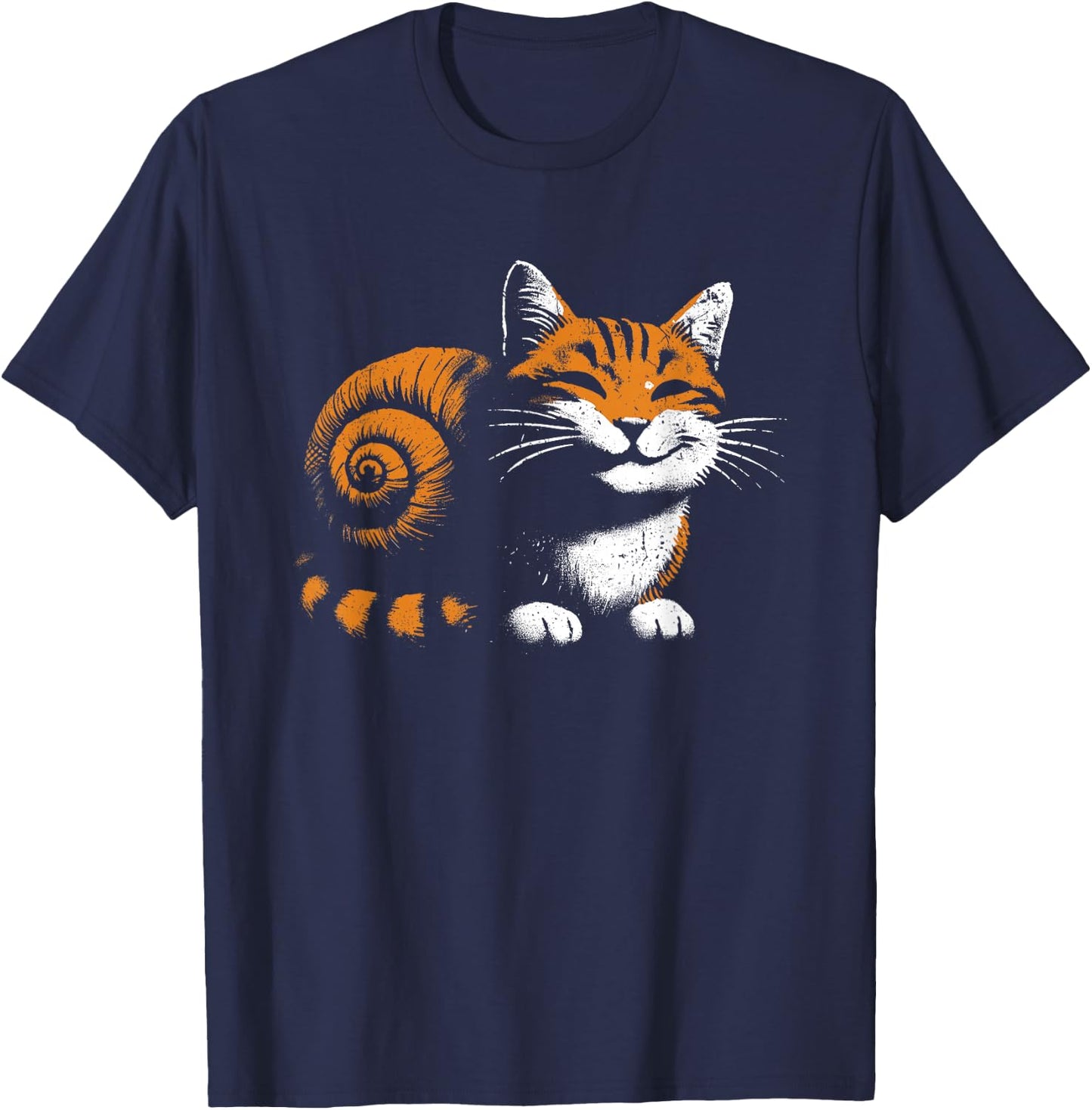 Cat Snail - Vintage Funny Graphic 2 in 1 Cat Snail Lover T-Shirt - T-Shirt | Navy