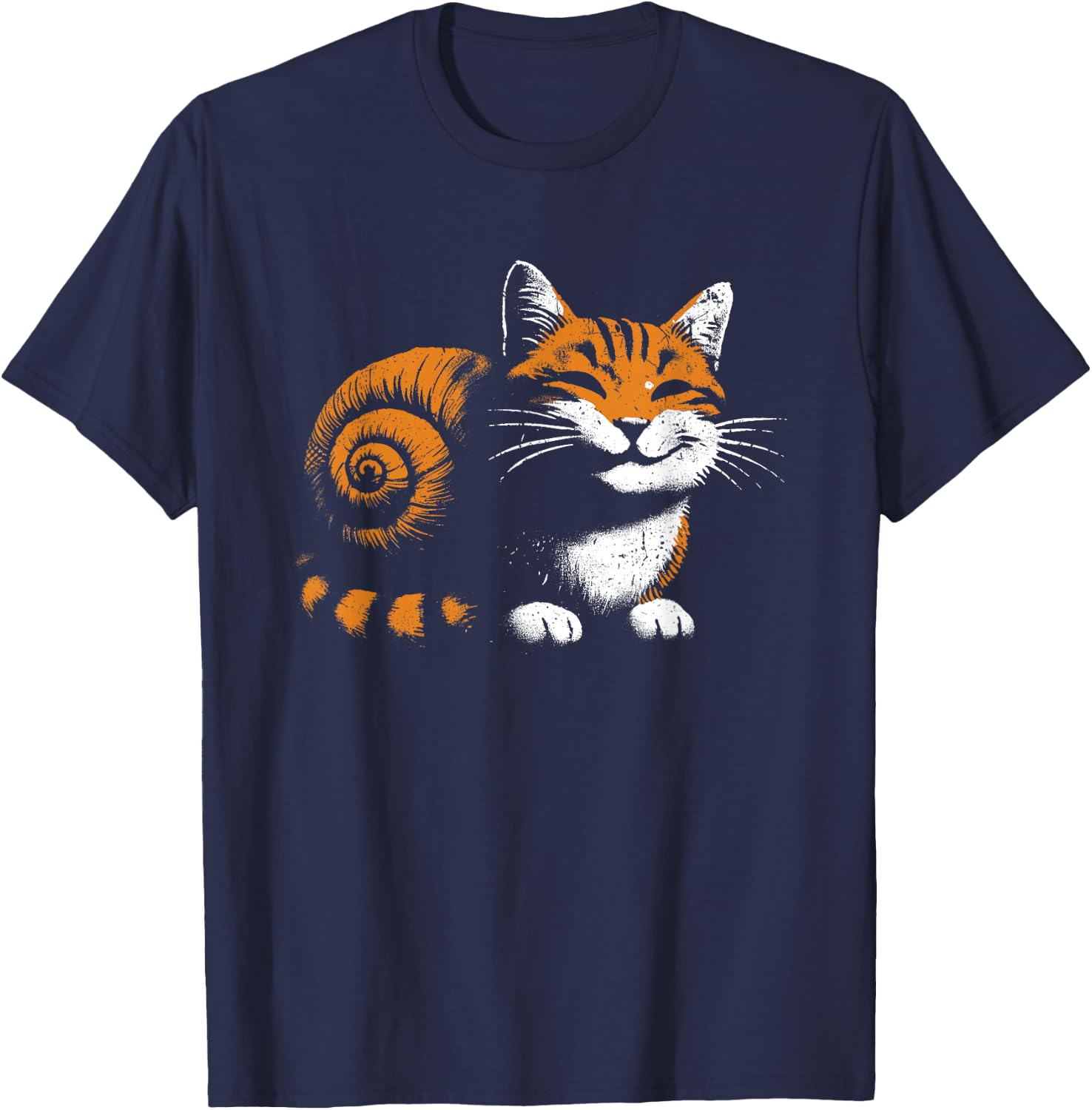 Cat Snail - Vintage Funny Graphic 2 in 1 Cat Snail Lover T-Shirt - T-Shirt | Navy