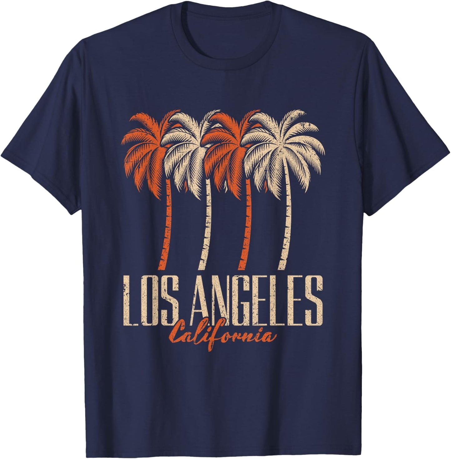 Vintage Los Angeles California Palm Trees Retro LA Graphic T-Shirt - T-Shirt | Navy
