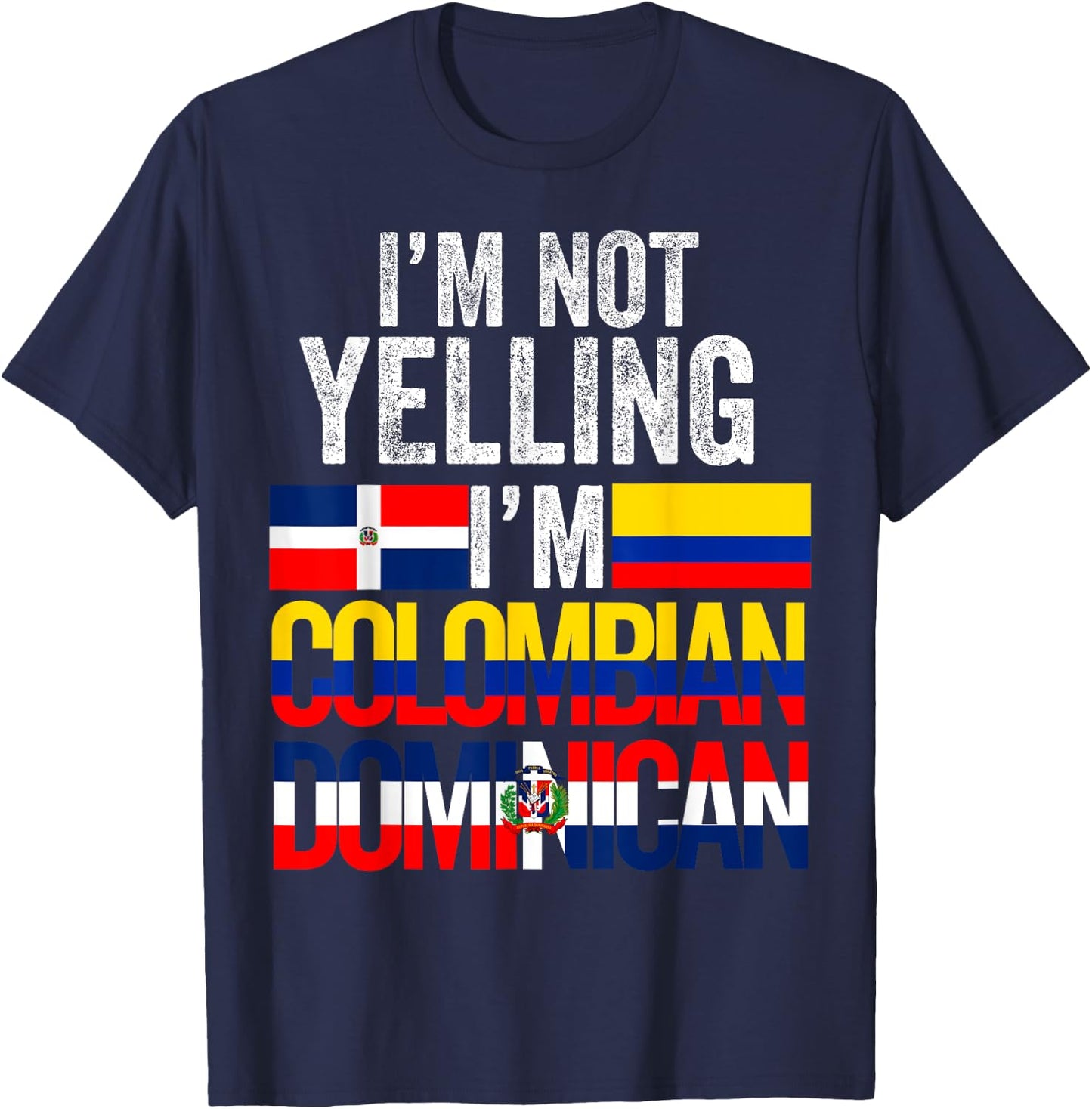 Half Colombian Half Dominican Flag 1/2 Heritage Pride T-Shirt - T-Shirt | Navy
