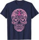 Sugar Skull Pink Ribbon Calavera Breast Cancer Awareness T-Shirt - T-Shirt | Navy