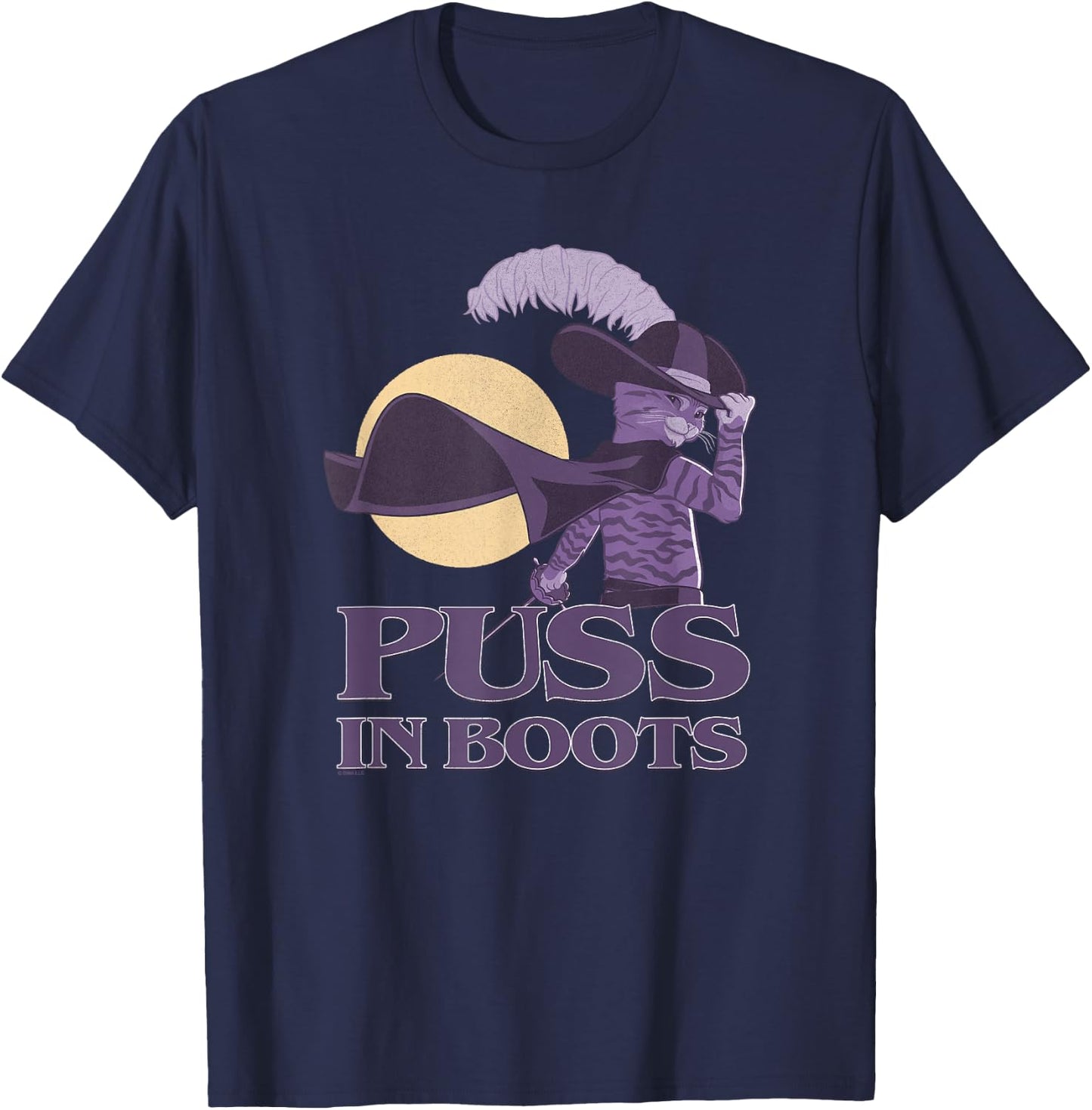 DreamWorks Puss In Boots: The Last Wish Silhouette Puss Logo T-Shirt - T-Shirt | Navy