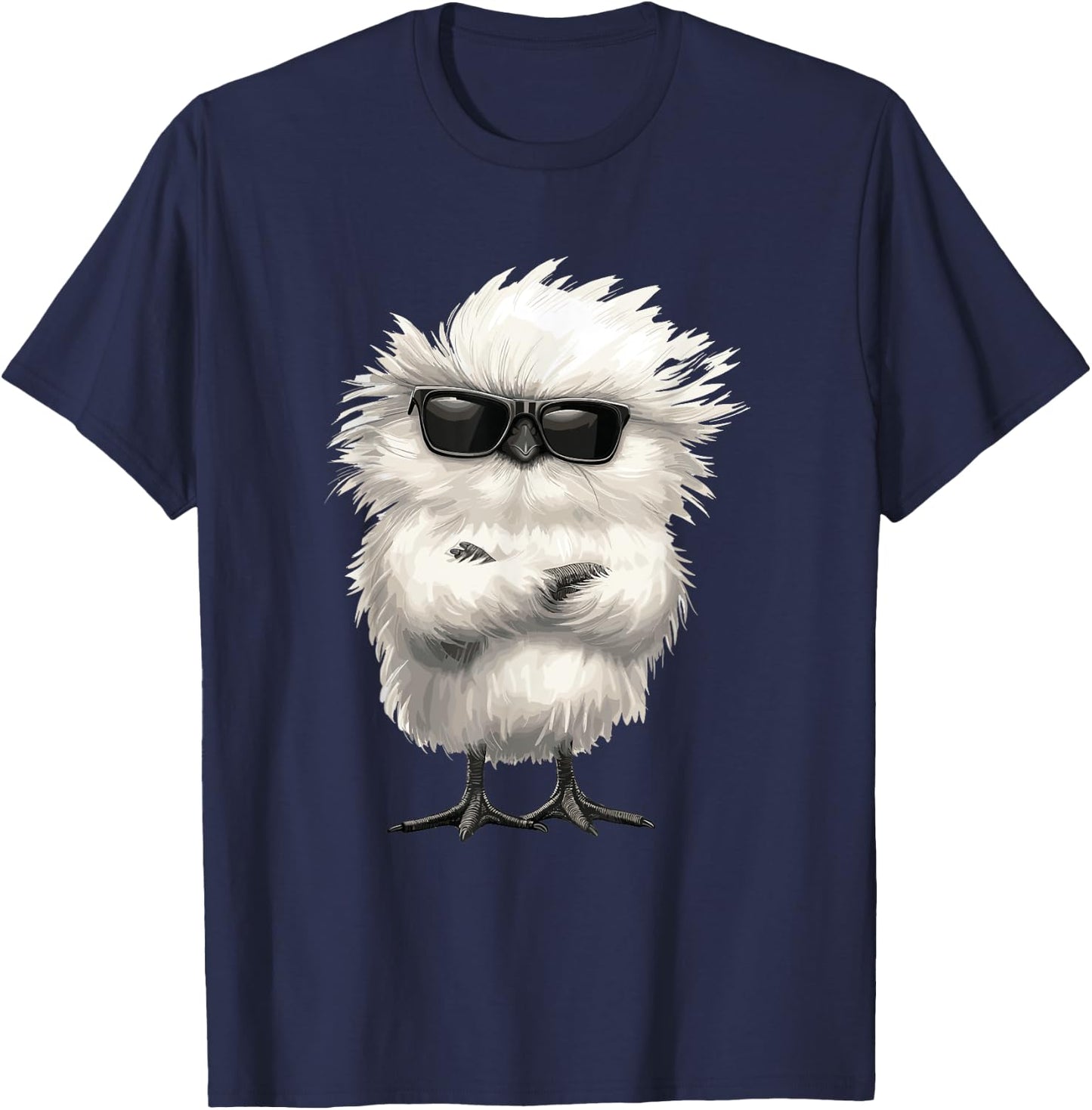 Silky Chicken Stuffed Animal Sunglasses Silkie Chicken T-Shirt - T-Shirt | Navy