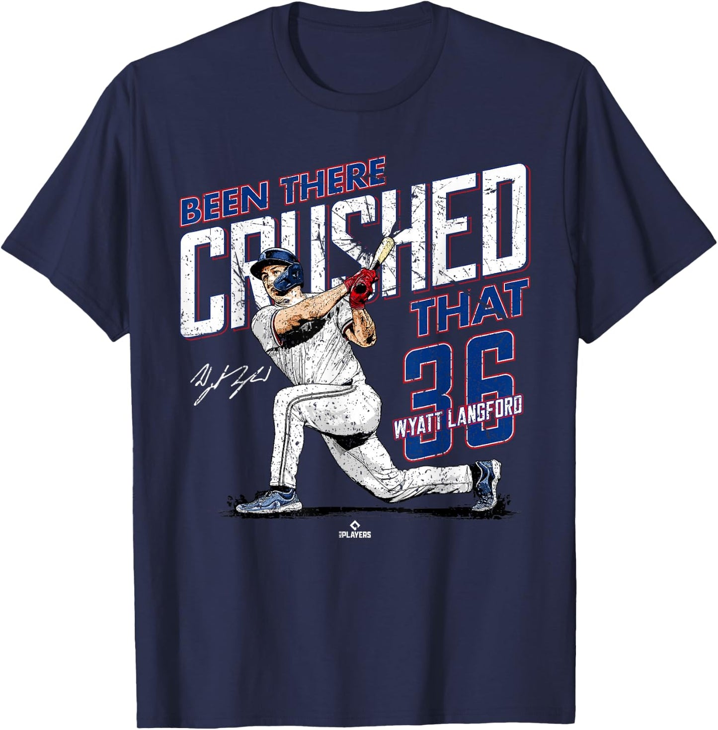 Ballpark MVP Been There Crushed That Wyatt Langford Texas MLBPA , Small, Black T-Shirt - T-Shirt | Navy