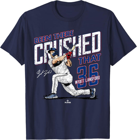 Ballpark MVP Been There Crushed That Wyatt Langford Texas MLBPA , Small, Black T-Shirt - T-Shirt | Navy