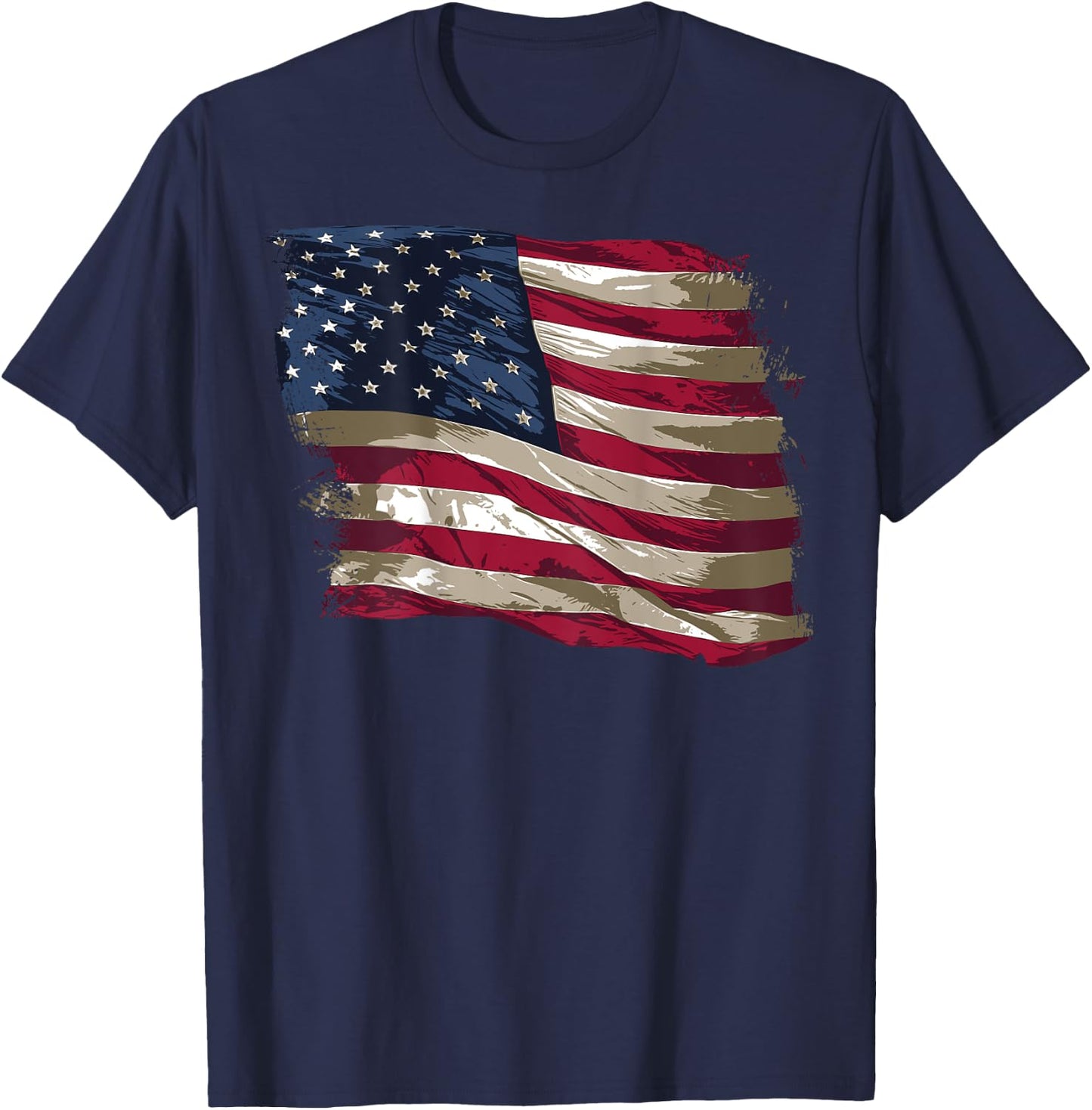 Vintage Distressed American Flag (Design on Back) T-Shirt - T-Shirt | Navy