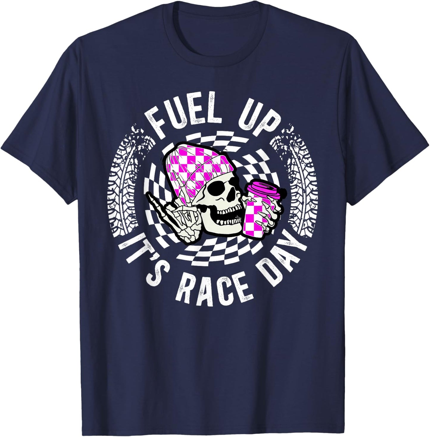It's Race Day Racing Mom of A Racer Mother Racing Mama T-Shirt - T-Shirt | Navy