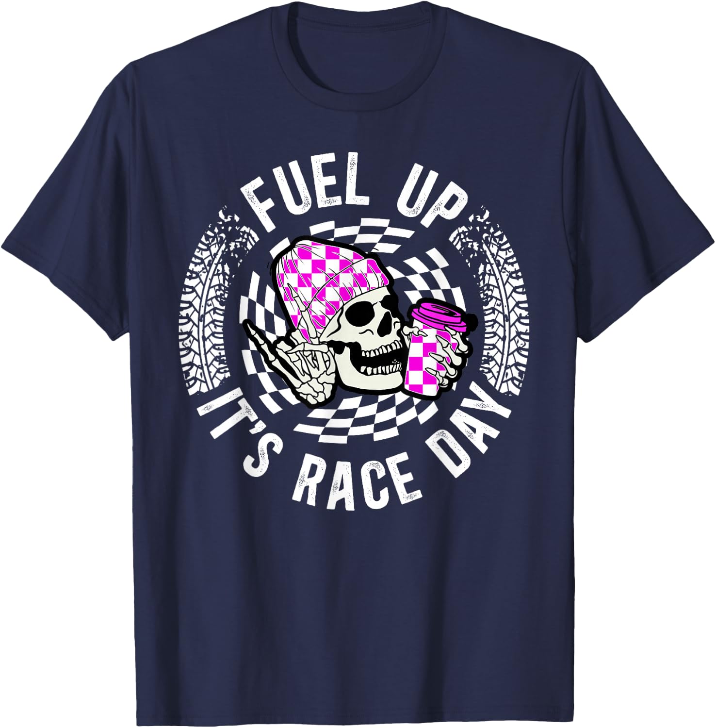 It's Race Day Racing Mom of A Racer Mother Racing Mama T-Shirt - T-Shirt | Navy
