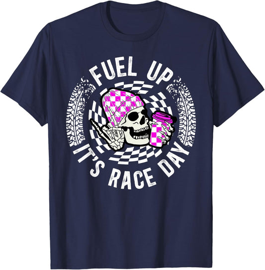 It's Race Day Racing Mom of A Racer Mother Racing Mama T-Shirt - T-Shirt | Navy