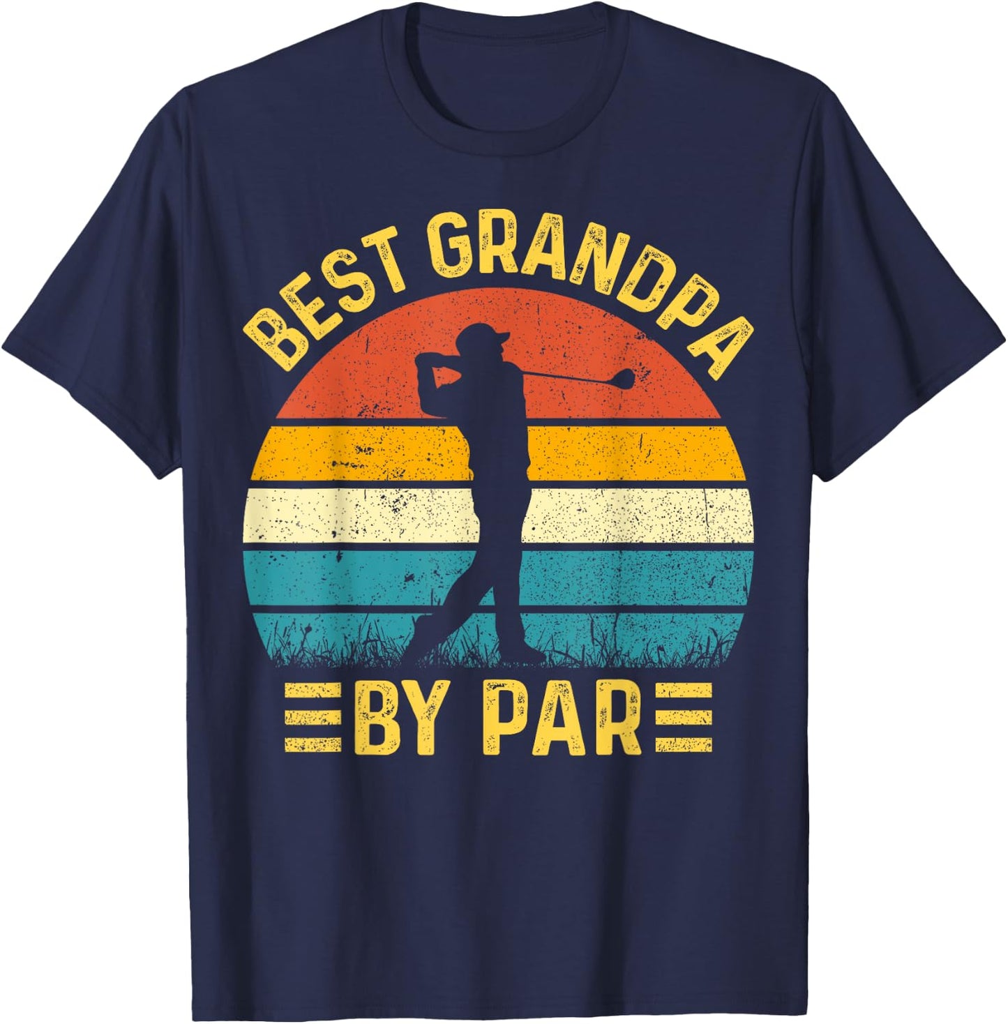 Best Grandpa By Par Father's Day Golfing Golf Grandpa T-Shirt - T-Shirt | Navy