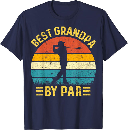 Best Grandpa By Par Father's Day Golfing Golf Grandpa T-Shirt - T-Shirt | Navy