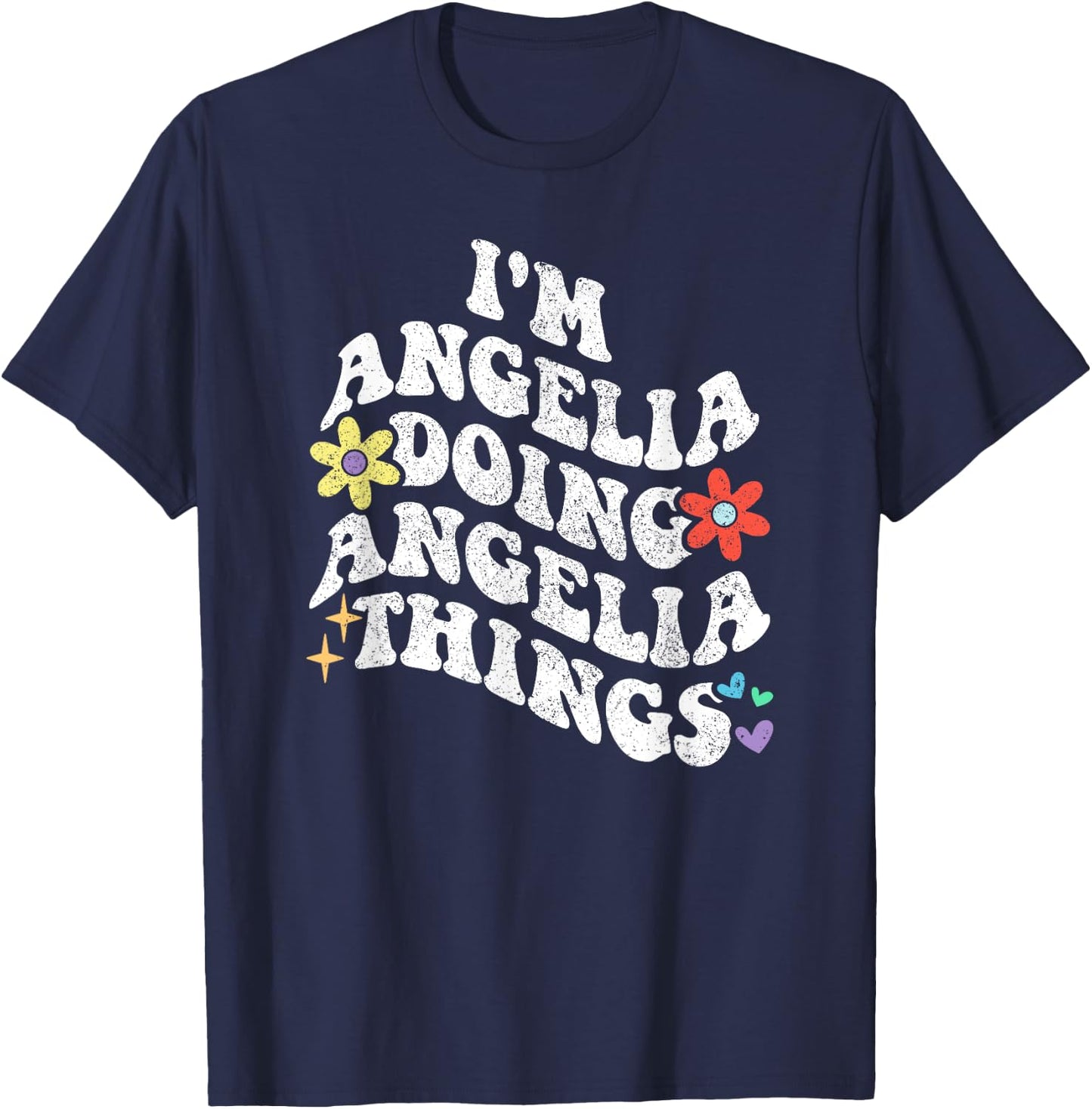 Retro Groovy Im ANGELIA Doing ANGELIA Things Funny Mother's T-Shirt - T-Shirt | Navy