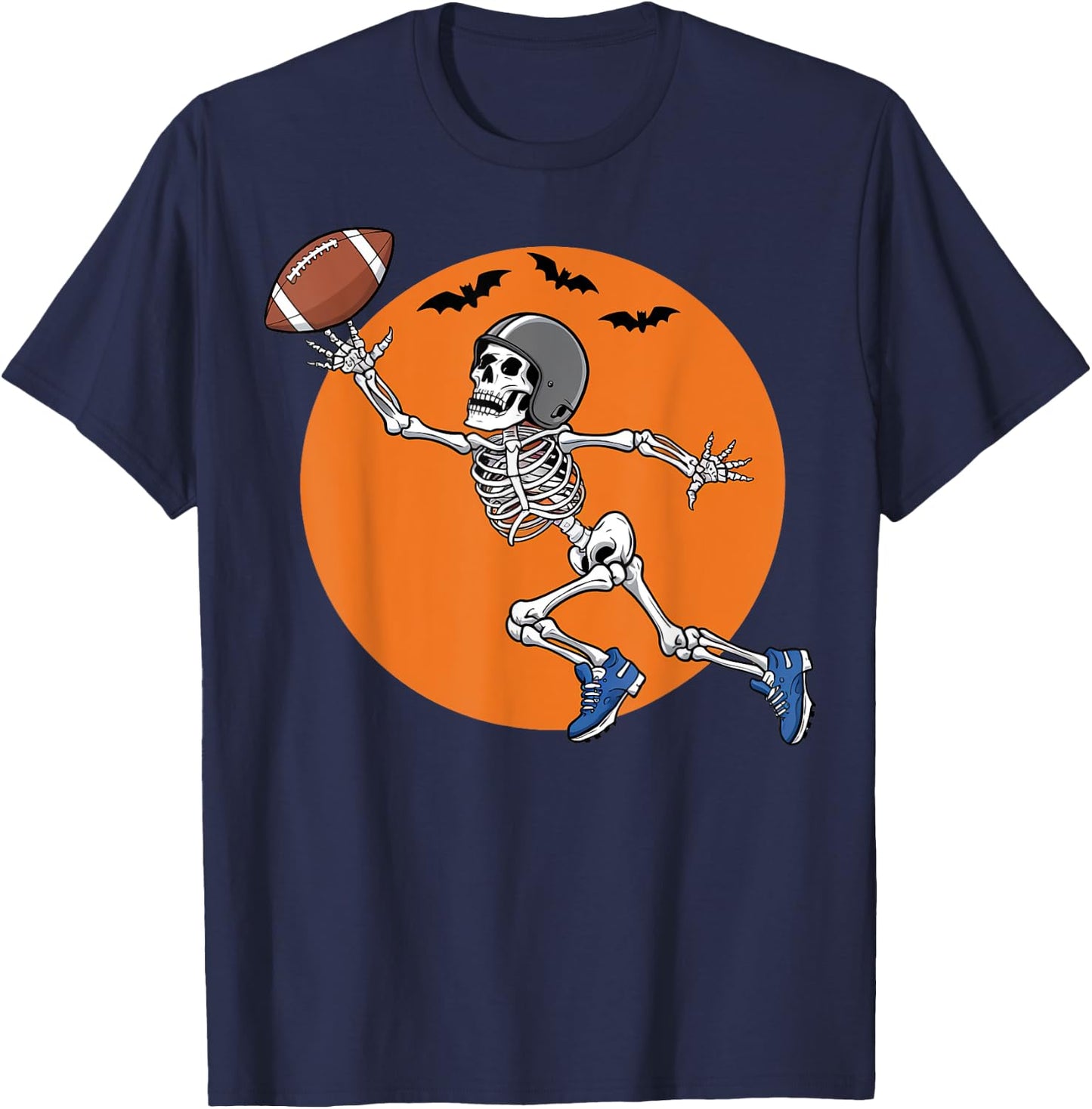 American Football Skeleton Halloween Gifts Men Women Boys T-Shirt - T-Shirt | Navy