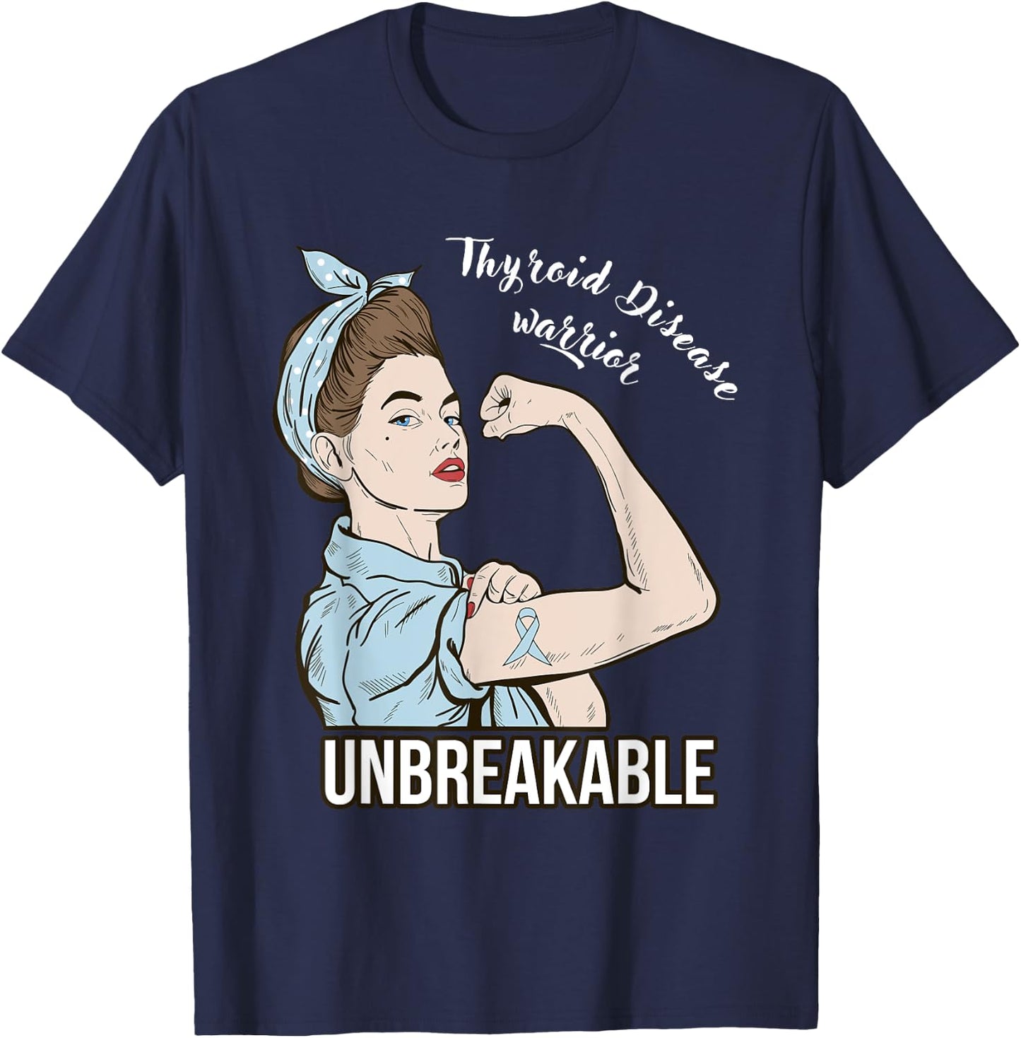 Thyroid Disease Awareness Warrior Fighter Support T-Shirt - T-Shirt | Navy