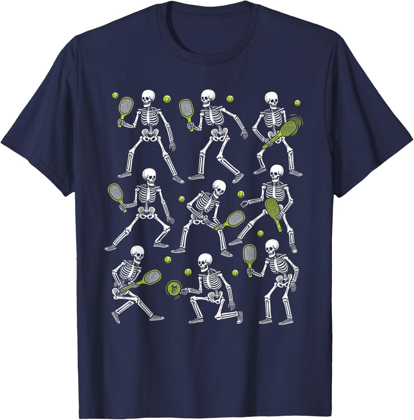 Funny Halloween Pickle Ball Skeletons Play Pickle Ball Boys T-Shirt - T-Shirt | Navy