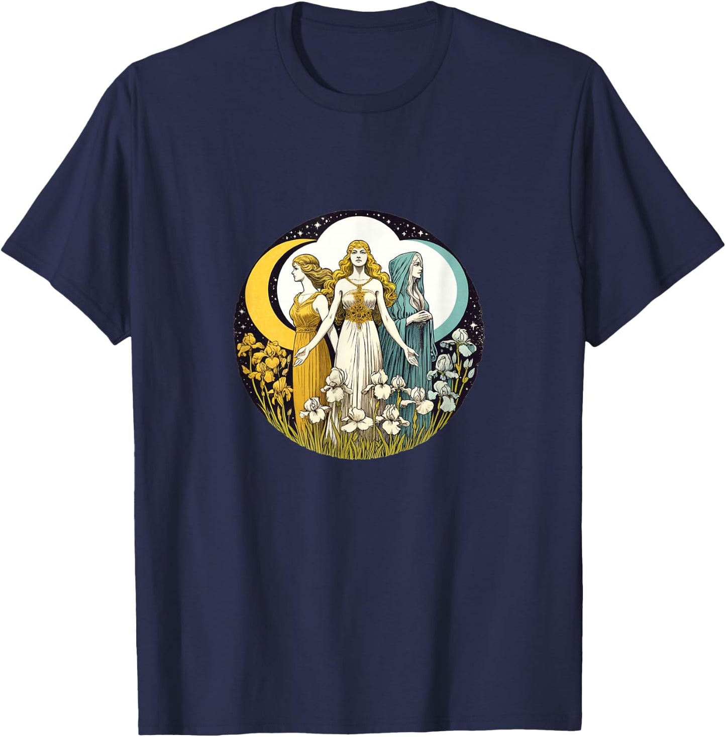 Triple Goddess Moon Goddesses maiden mother crone pagan T-Shirt - T-Shirt | Navy