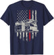 USA Flag Firefighter 4th Of July Patriotic Design On Back T-Shirt - T-Shirt | Navy