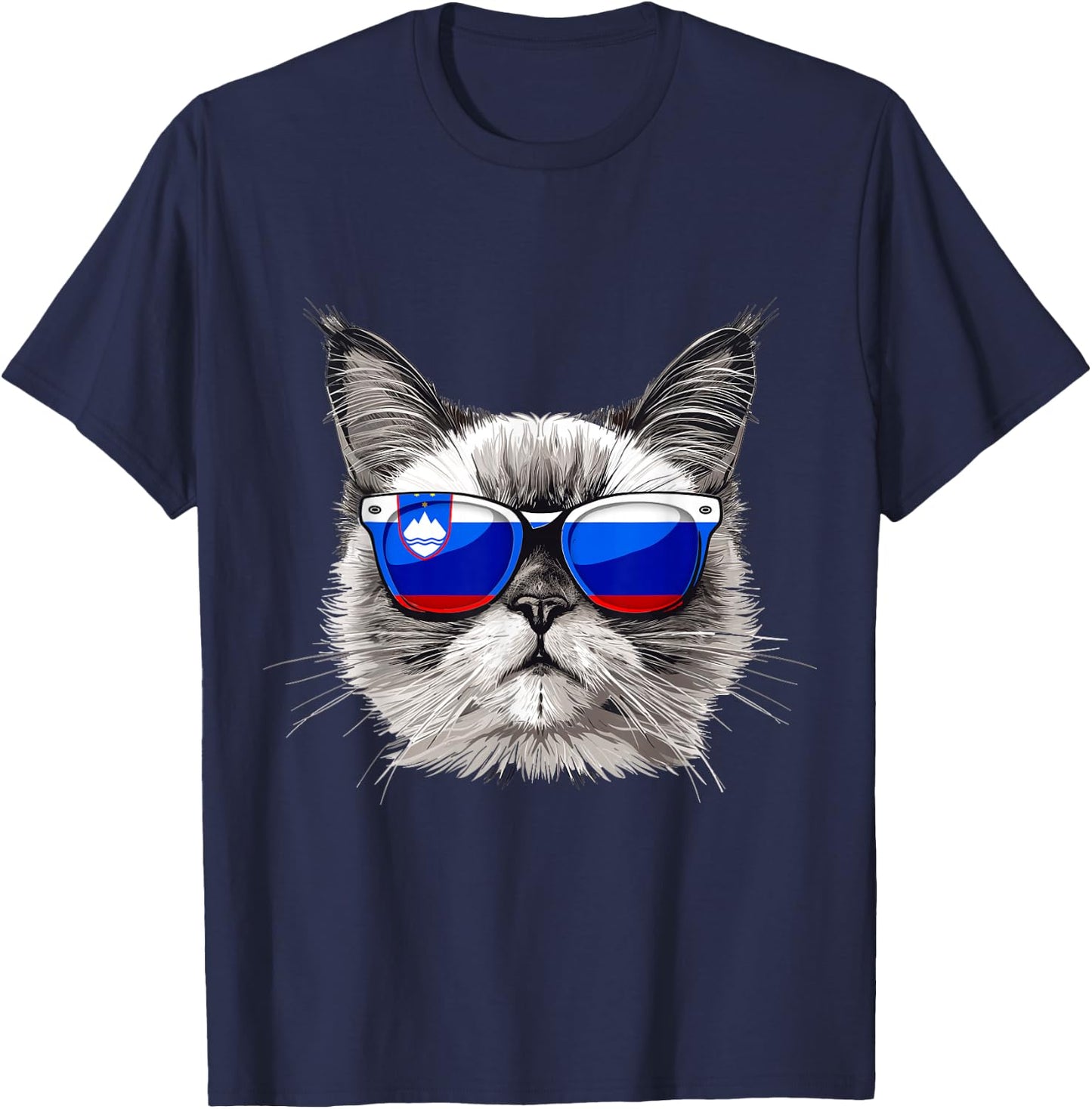 Slovenia Flag Cat Mom Souvenirs Products Kitten Slovenian T-Shirt - T-Shirt | Navy