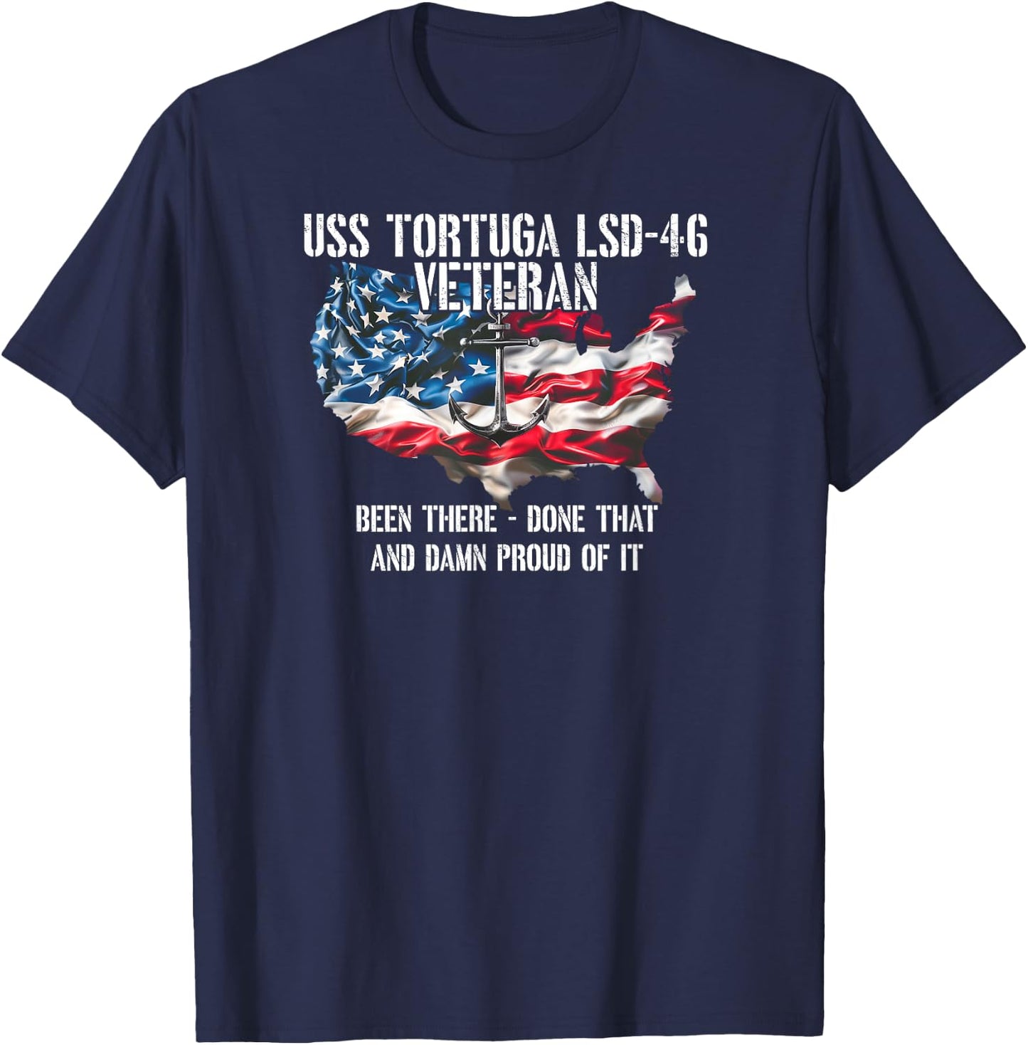 USS Tortuga LSD-46 Dock Landing Ship Veteran US Flag T-Shirt - T-Shirt | Navy