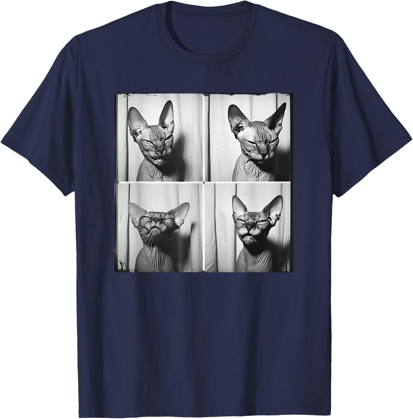Funny Sphynx Cat Face Pet Photo Portrait Love Sphynx Cats Men Women Girls Kids T-Shirt - T-Shirt | Navy