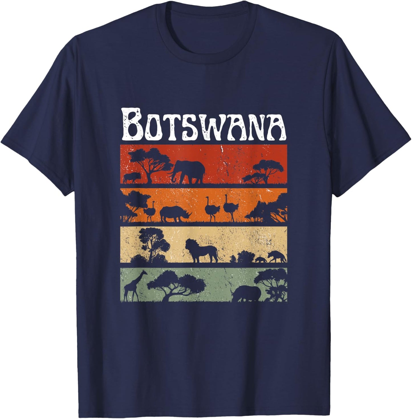 Retro Africa Botswana Safari Travel Botswana Tour T-Shirt - T-Shirt | Navy