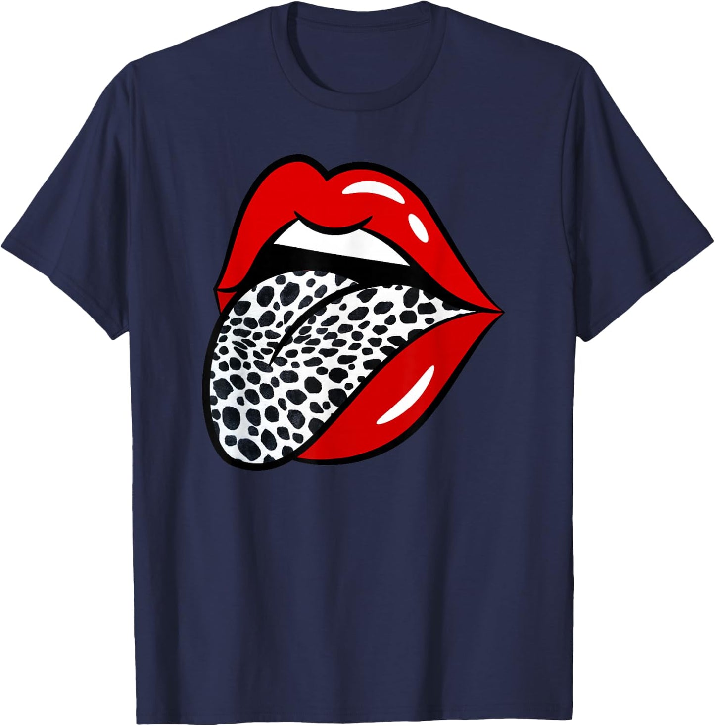 Red Lips Dalmatian Dog White Tongue Animal Pet Puppy T-Shirt - T-Shirt | Navy