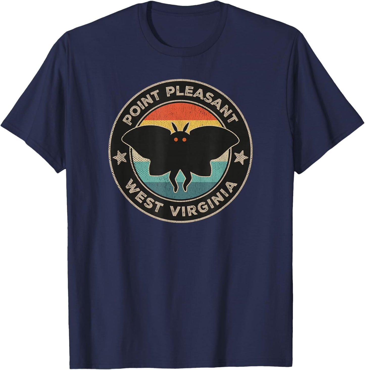 Point Pleasant WV Cryptids Cryptozoology Retro Funny Mothman T-Shirt - T-Shirt | Navy