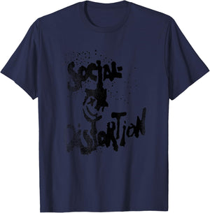 Official Social Distortion Black Splatter Smiley T-Shirt - T-Shirt | Navy