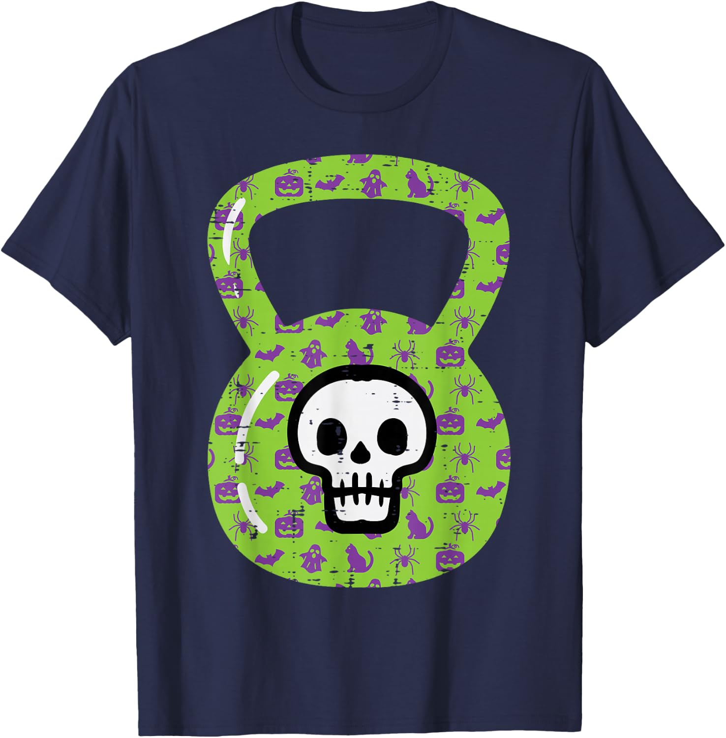 Halloween Gym Kettlebell Workout Exercise Costume Women Men T-Shirt - T-Shirt | Navy