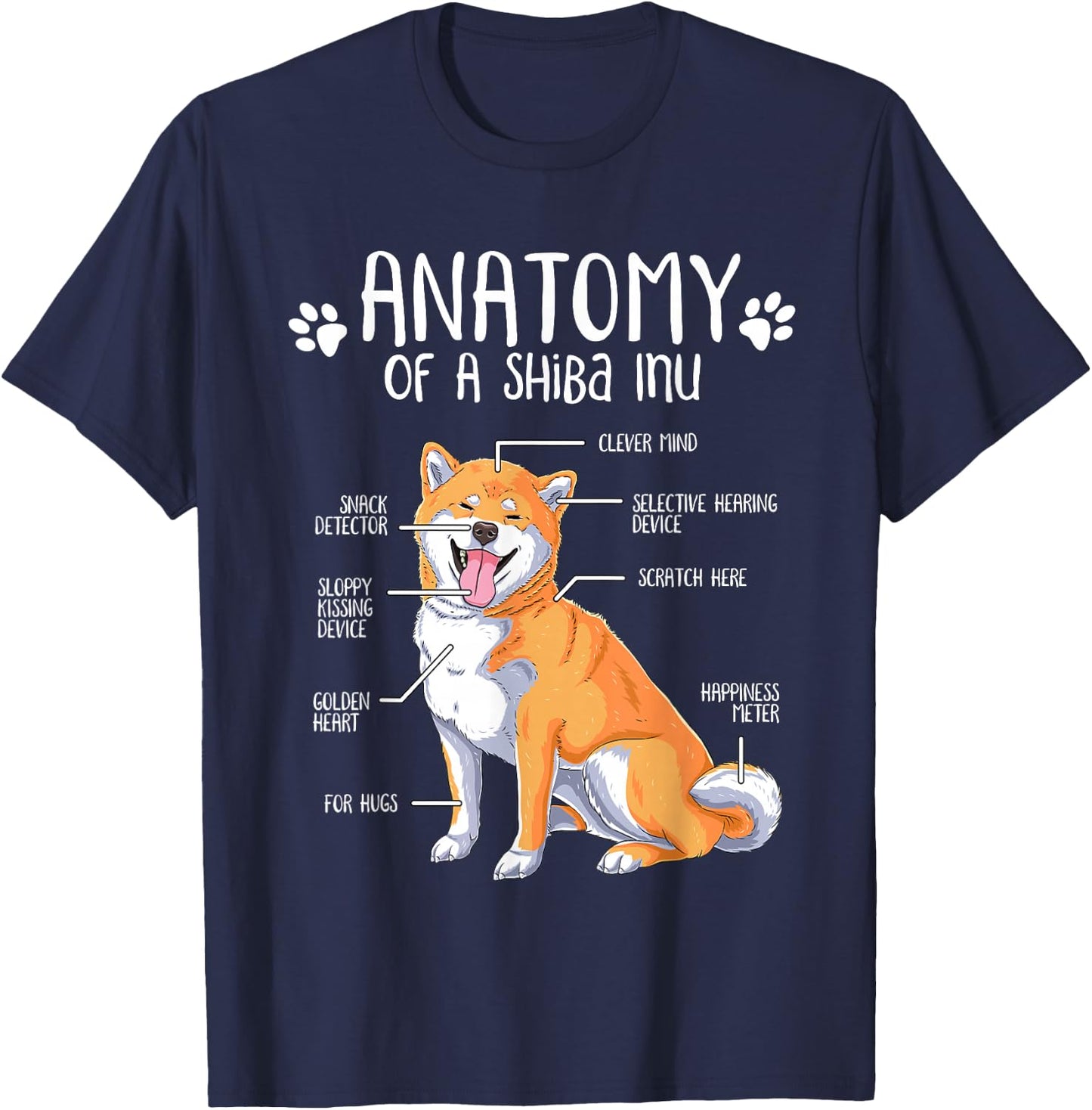 Funny Anatomy of a Shiba Inu Dog Lover Cute Shiba Inu T-Shirt - T-Shirt | Navy