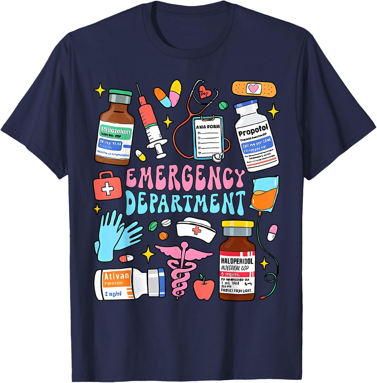 Retro Emergency Department Emergency Room ER ED Nurse Tech T-Shirt - T-Shirt | Navy